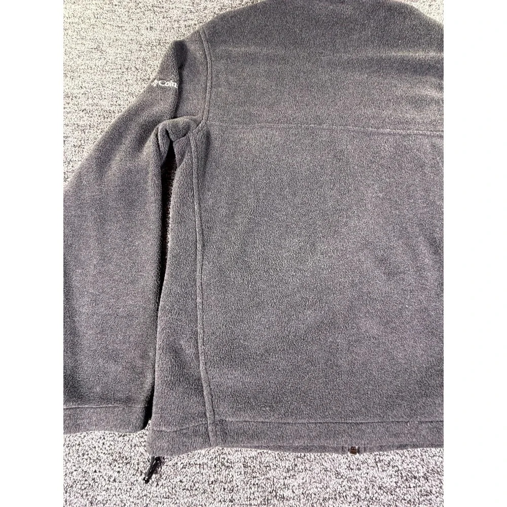 Columbia Fleece Jacket Mens Medium Gray KC Logo Toggle Hem Full Zip Outdoor